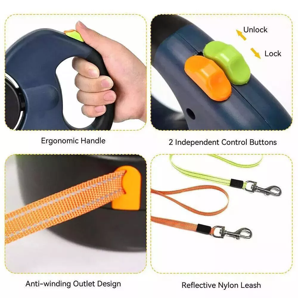 Twin-Control Reflective Dog Leash