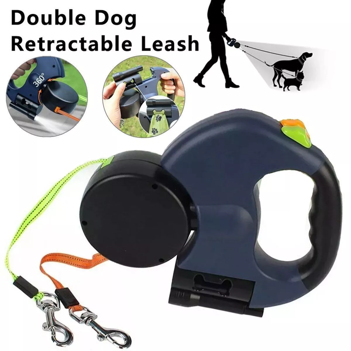 Twin-Control Reflective Dog Leash