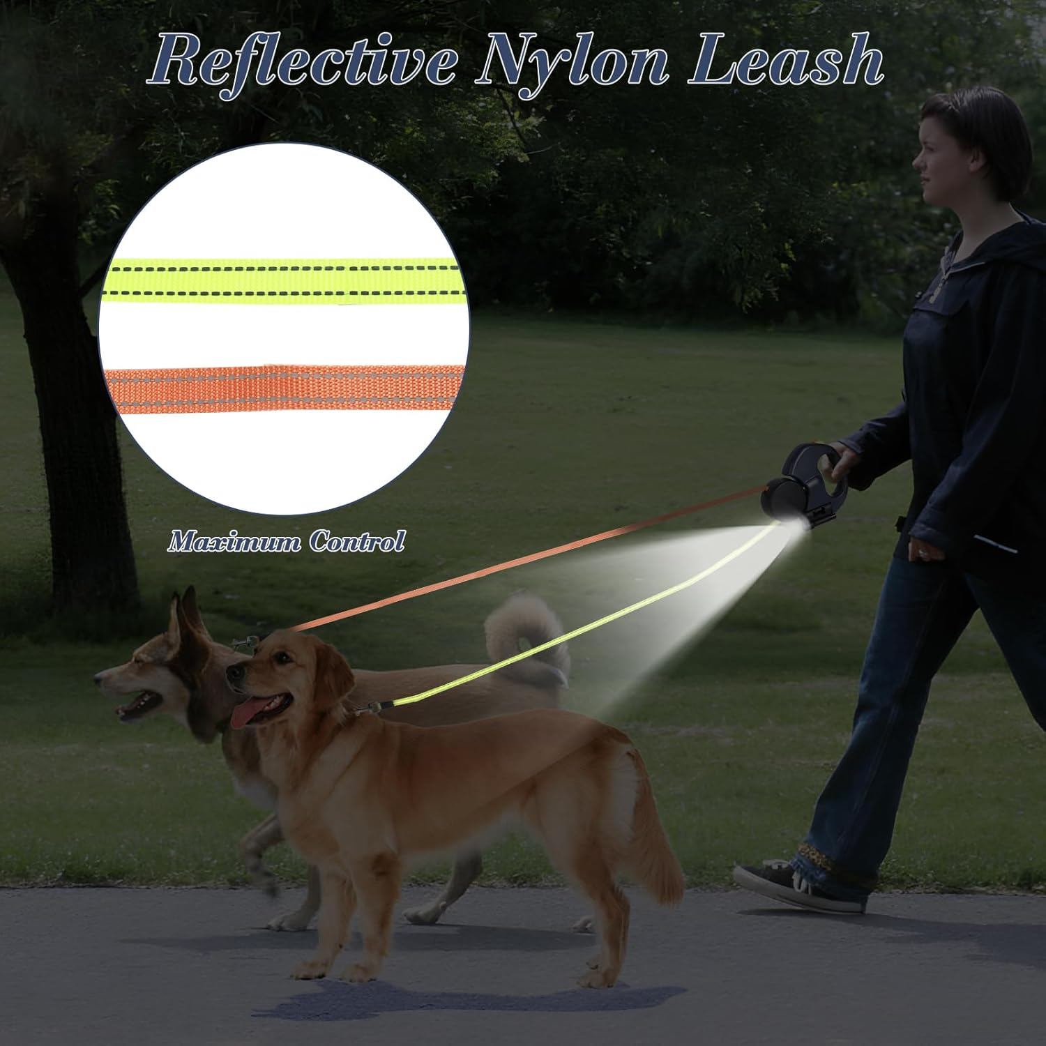 Twin-Control Reflective Dog Leash