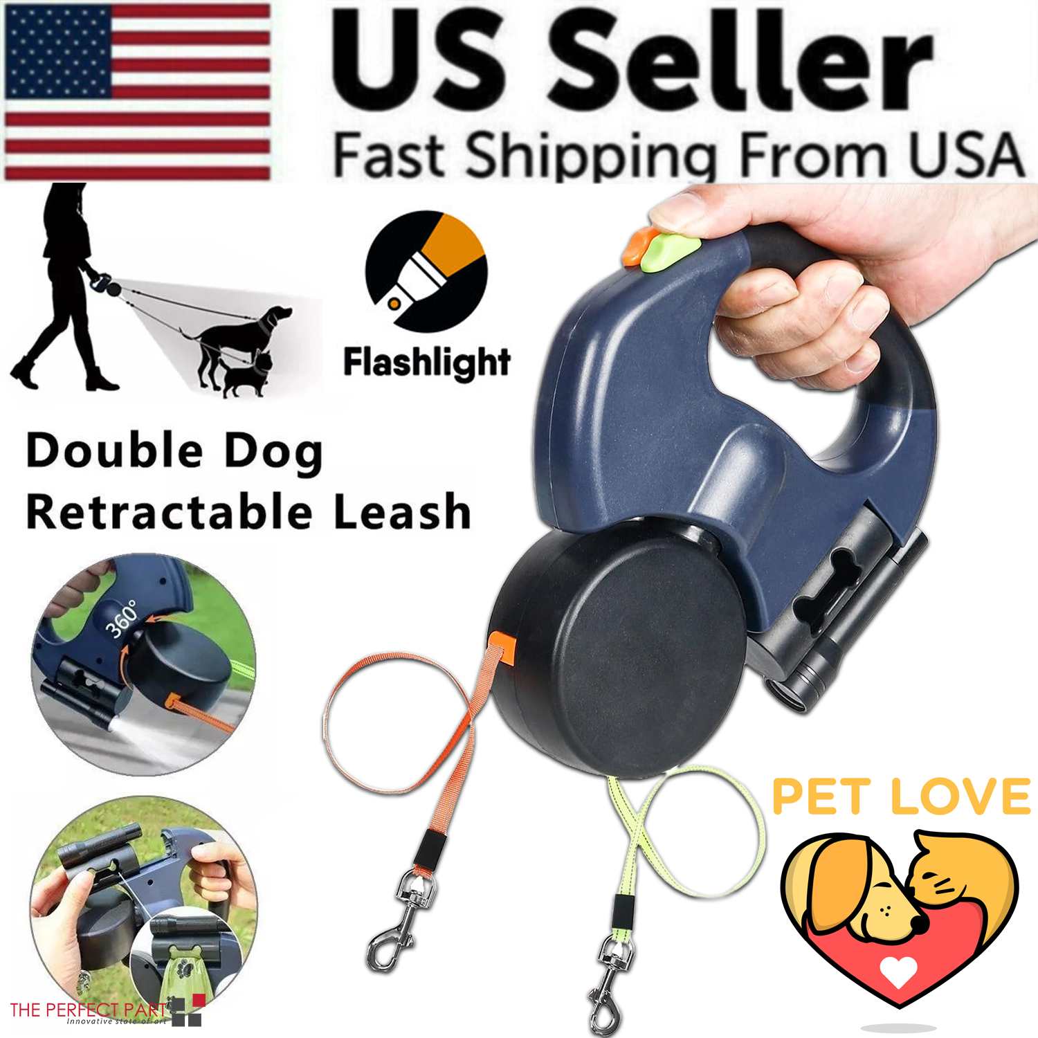 Twin-Control Reflective Dog Leash
